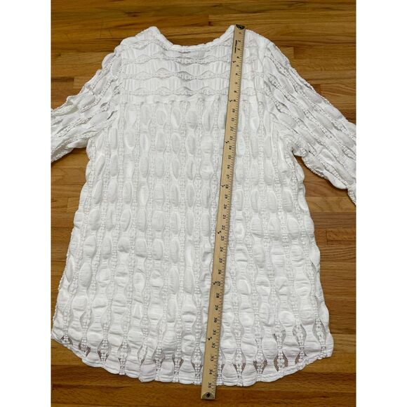 Soft Surroundings Women's 2X White Dress Cotton Shift Mini Textured Boho Stretch - Picture 8 of 9